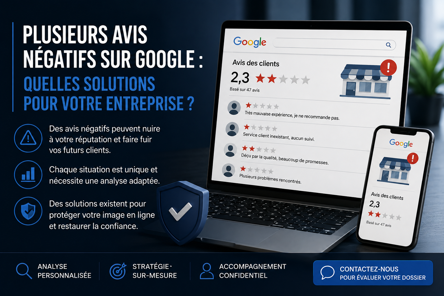 Plusieurs avis négatifs sur Google