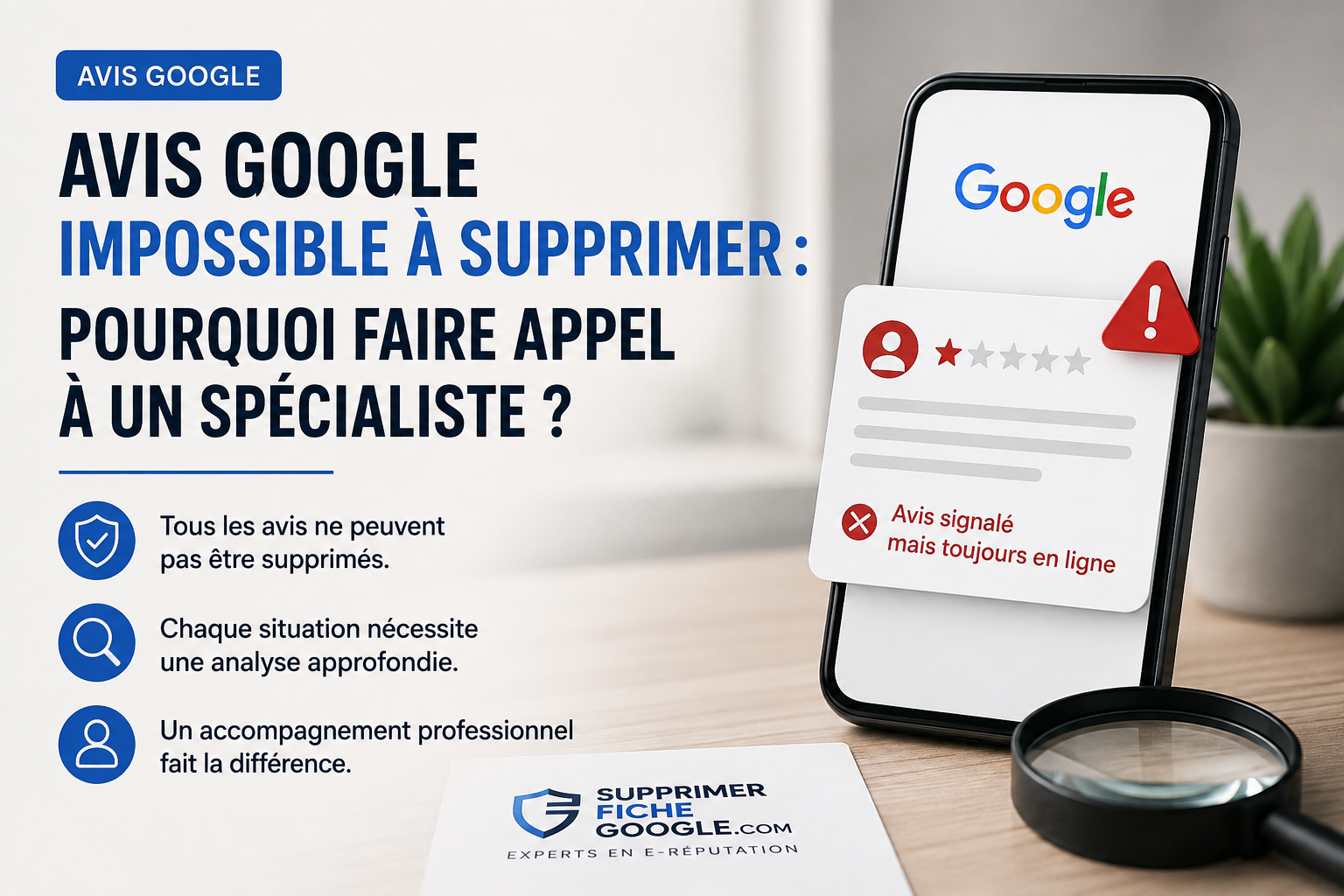 Avis Google impossible à supprimer