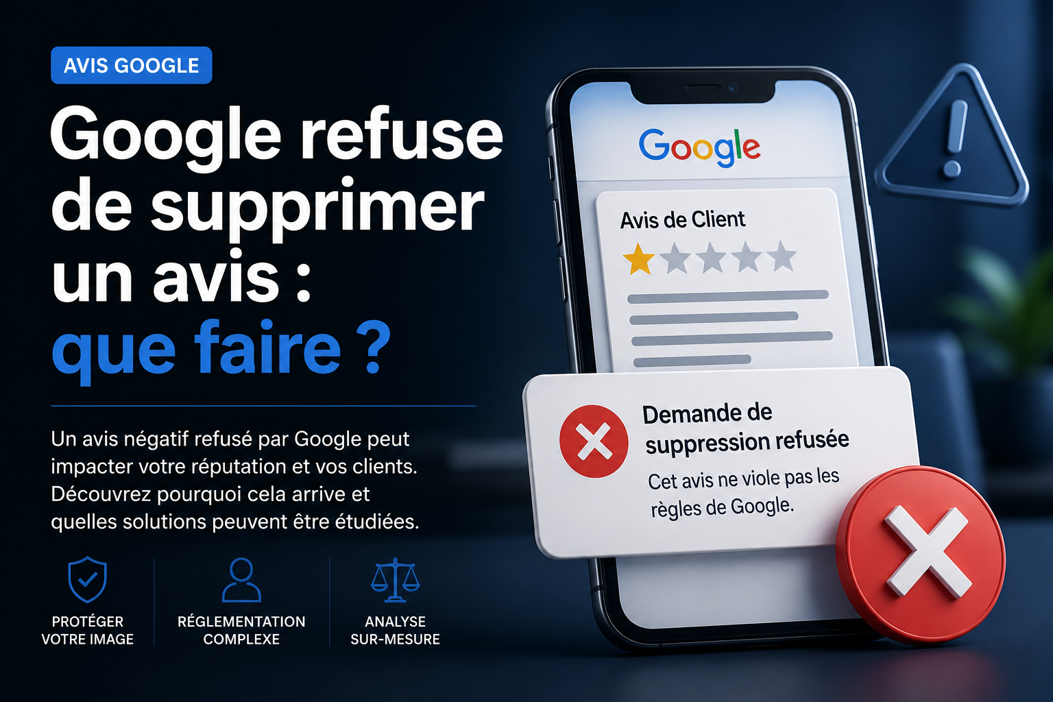 Google refuse de supprimer un avis, que faire.