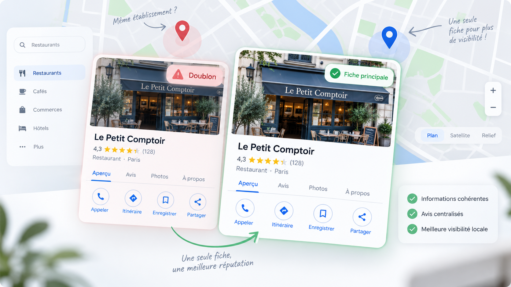 fiche google en double